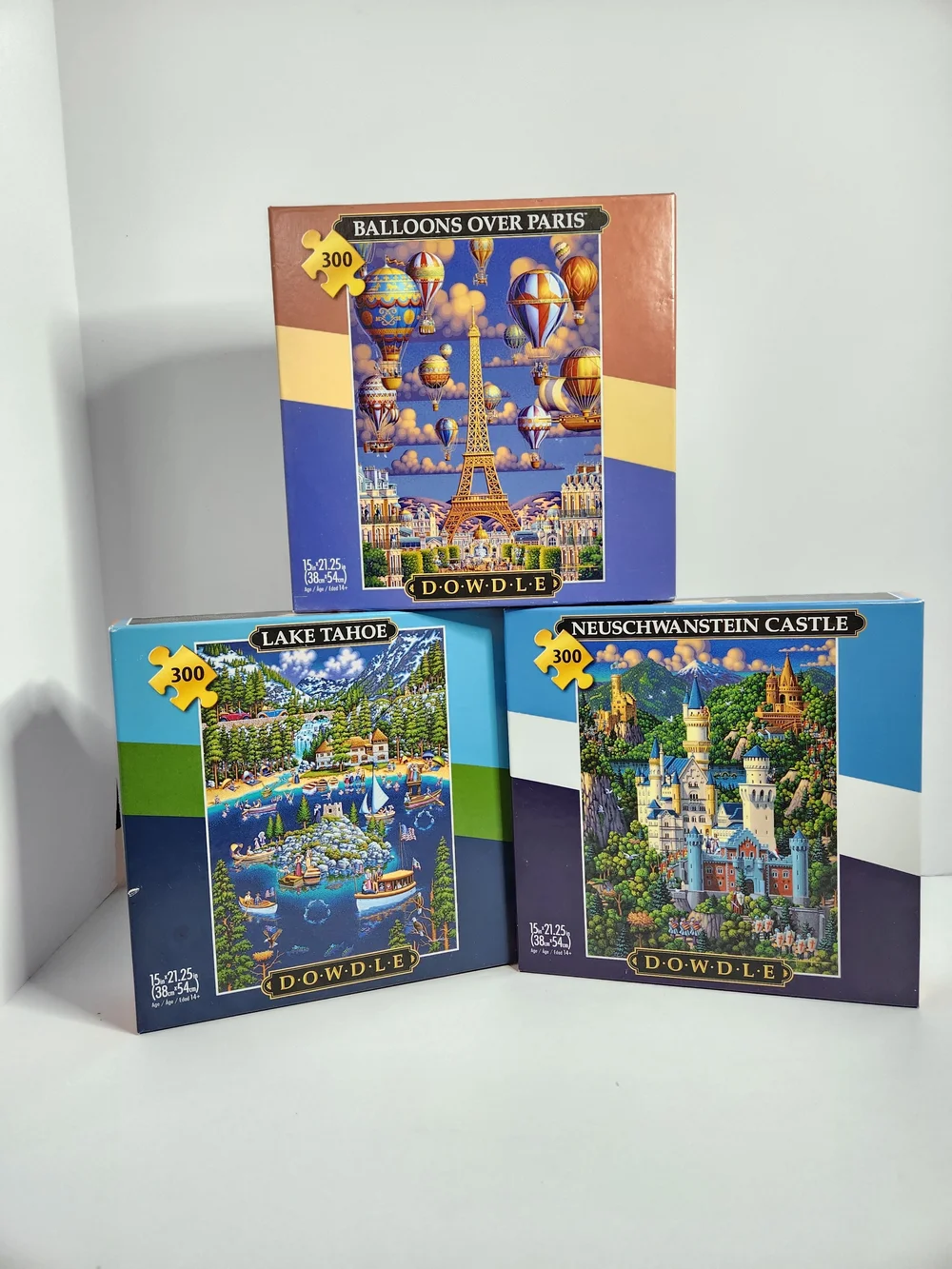 DOWDLE 300-Piece Kids Puzzle Bundle - Blue and Multicolor Scenes